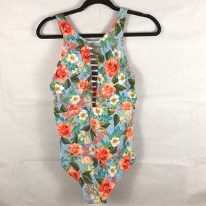 Blue floral one piece swimsuit size 1X